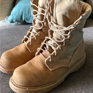 Vibram militar combat tactical leather desert tan boots sz 71/2 steel toe